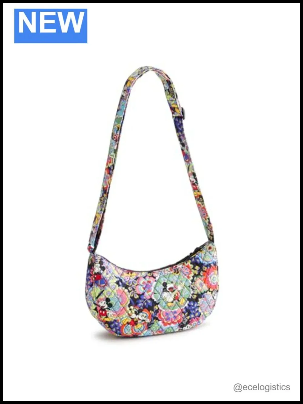 Disney Premium Cotton Kimmel Sling Crossbody Crescent Shoulder Purse Mickey
